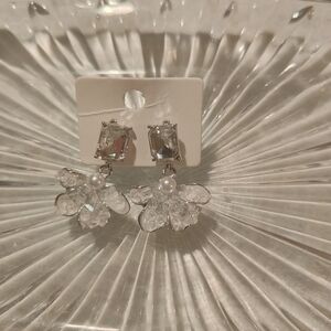 Elegant Silver and White Floral Earrings